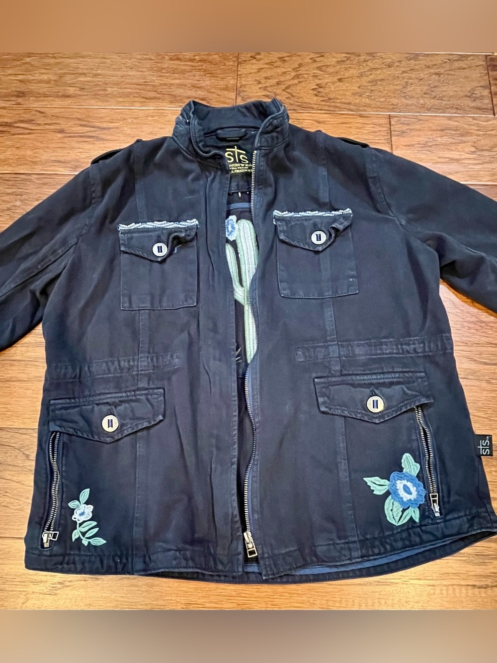 STS Ranchwear Navy Embroidered Utility Jean Jacket